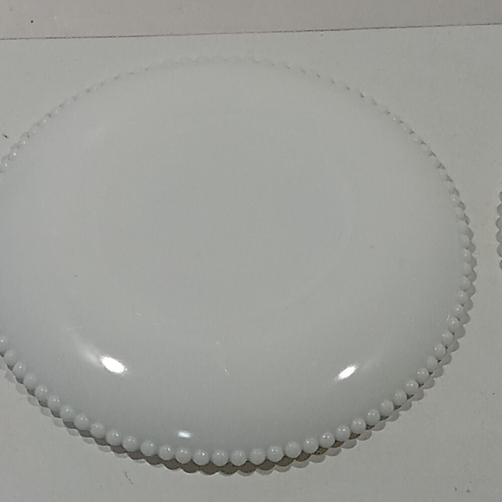 White Milk Glass Painted Fruit Decorative Beaded Plates 7 in  PEAR APPLE - Picture 5 of 7